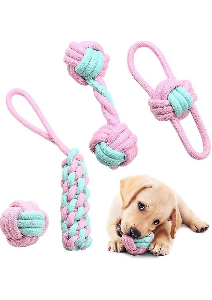 Köpek Halat Oyuncaklar, Halat Topu Köpek Oyuncak 4 Adet Seti