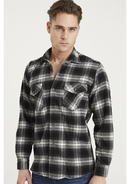 G697 Dewberry Erkek Gömlek-Siyah