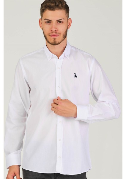 G725 Dewberry Erkek Gömlek-Kar Beyaz