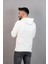 Slimfit Kapşonlu Erkek Spor Beyaz Sweatshirt 4