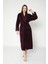 Bordo Yaka Kapitone Triga Bambu Cotton Bayan Bornozu 1