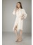 Lacivert Saten Bukle Bambu Cotton Bayan Bornozu 1