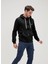 21.02.12.028_EVEN Full-Zip Kapüşonlu Normal Kalıp Baskılı Siyah Erkek Sweatshirt 1