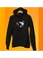 Dogcat Baskılı Siyah Unisex Kapüşonlu Sweatshirt 1