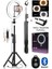 Bluetooth Kumandalı 10"inç LED Işıklı Halka + Yaylı Telefon Tutacağı 2.10 cm Tripod Siyah 1