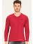 T8587 Dewberry V Yaka ErkekSweatshirt-Bordo 3