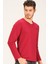 T8587 Dewberry V Yaka ErkekSweatshirt-Bordo 5