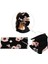 Blesiya Düğmeler Kafa Bandı ile Yüz Maskesi Sıkı Saç Bandı Set Siyah Pembe Çiçek (Yurt Dışından)