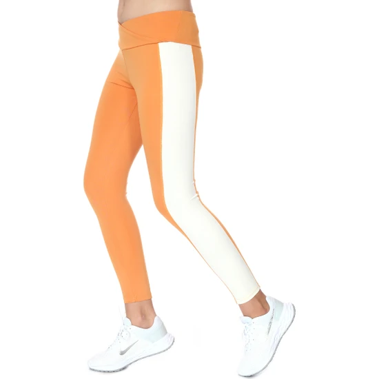 Sportive Color Block Legging Kadın Turuncu Koşu Tayt 21KKTP11C01-ORJ