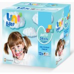 Uni Baby Aktif Islak Mendil 12 x 52 Yaprak - Hızlı ve Kolay Temizlik için Alkol İçermeyen Doğal Özlü Günlük Kullanım