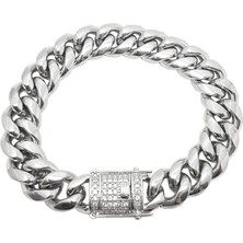 Chavin 14 Mm. Kalın Taşlı Çelik Erkek Bileklik EP77BY