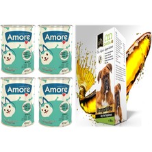 Amore Puppy Kuzu Etli Yavru Köpek Konservesi 4 x 400 Gram + Omegavitpro Somon Balık Yağı 100 ml