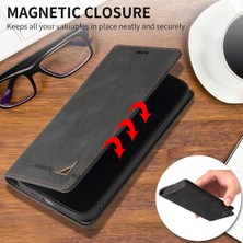 Eabhulie Samsung Galaxy Note 10+ / Note 10 Plus Için Premium Vintage Pu Deri Kılıf Mat Cüzdan Çevirme Standı Kapağı Siyah (Yurt Dışından)