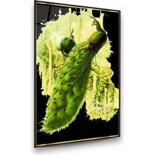 Glass Art Tavus Kuşu Manipülasyon 2 Dikey Cam Tablo