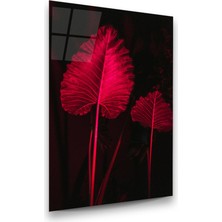Glass Art Kırmızı Yapraklar Dikey Cam Tablo