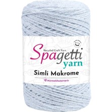 Spagetti Yarn Simli Makrome Beyaz (Gümüş Sim)