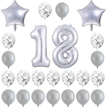 Dipak Gümüş Renk 18 Yaş Folyo Balon Seti