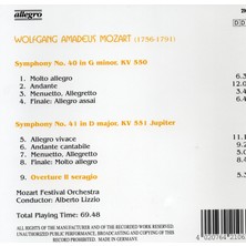 Tuna Müzik CD - Wolfgang Amadeus Mozart-Sympony No. 40- 41