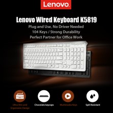 Lenovo K5819 Klavye USB Kablolu Klavye 104 Tuşlu Ultra (Yurt Dışından)