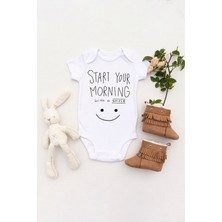 Tılsım Store Unisex Bebek Sabaha Gülümseyerek Başlayın Baskılı Body Zıbın