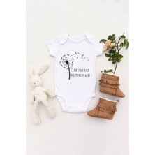 Tılsım Store Unisex Bebek Gözlerini Kapat ve Bir Dilek Tut Baskılı Body Zıbın