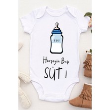 Tılsım Store Unisex Bebek Herşeyin Başı Süt Baskılı Body Zıbın