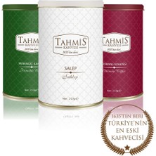 Tahmis Kahve ve Salep Seti  Salep Sütlü Toz Menengiç  Osmanlı Dibek Kahvesi 250 gr x 3