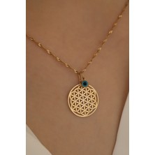 Milet Kuyumculuk 14 Ayar Altın Yaşam Çiçeği Göz Singapur Zincir Kolye