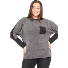 Disentis Modest Büyük Beden Bisiklet Yaka Karyoka Dikişli Yarasa Kollu Antrasit Bluz