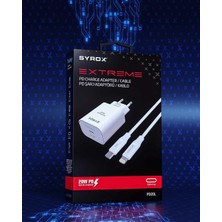 Syrox PD20L Şarj Aleti 3.0A PD20W Type-C To Lightning Kablo Set Beyaz