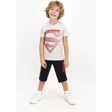 Superman Lisanslı Bejmelanj Erkek Çocuk Kapri Takım