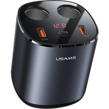 Usams US-CC151 Dijital Göstergeli 2X30W USB+1X65W PD+2X60W Çakmaklık 245W Araç Hızlı Şarj