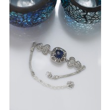 Filigran Silver 925 Ayar Gümüş Otantik El Işçiliği Telkari Doğal Lapis Lazuli Taşlı Kadın Bileklik