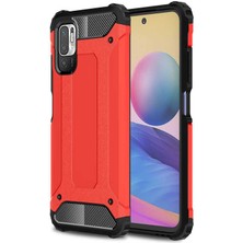 Case World Caseworld Xiaomi Poco M3 Pro Kapak Çift Katmanlı Zırh Tank Kılıf - Kırmızı