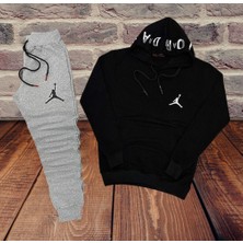 Amor Man Kapüşonlu Jordan Baskılı Pamuk Dokuma Kışlık Dış Mekan Kadın Eşofman Takımı