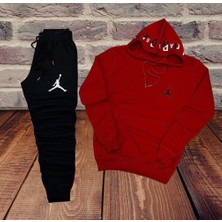 Amor Man Jordan Kapüşon Baskılı Kanguru Cep Pamuk Dokuma Kışlık Kadın Eşofman Takımı