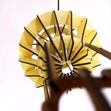 Hüma Çocuk Genç Odası Için Doğal Ahşap Mdf 3D Puzzle Lazer Kesim Uçan Balon Avize