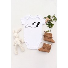 Tuğba Baby Unisex Bebek Kuş Tüyü Love Baskılı Body Zıbın