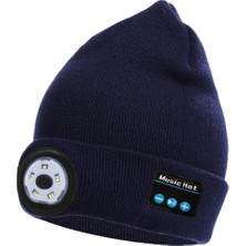 Strade Store Bluetooth LED Bere Şapka Şarj Edilebilir El-Free Far Mic Hoparlör Şapkalar Donanma
