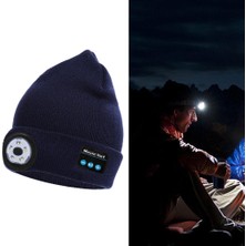 Strade Store Bluetooth LED Bere Şapka Şarj Edilebilir El-Free Far Mic Hoparlör Şapkalar Donanma