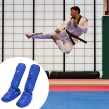 Strade Store Shin Muhafızları Bacak Instep Koruyucu Karate Koruyucu Dişli Kung Fu Destek Bağlantı Mavi M