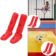 Strade Store Shin Muhafızları Bacak Instep Koruyucu Karate Koruyucu Dişli Kung Fu Destek Bağlantı Kırmızı S