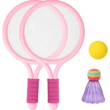 Strade Store Çocuklar Badminton Tenis Raketleri Top Seti Plaj Bahçe Spor Oyun Oyuncaklar Pembe