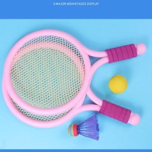 Strade Store Çocuklar Badminton Tenis Raketleri Top Seti Plaj Bahçe Spor Oyun Oyuncaklar Pembe