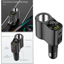 Strade Store Hızlı 3.0 Araç Şarj Cihazı Fm Verici Multiport Mp3 Ses Adaptörü Tipi-C Limanı