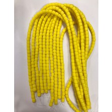 Livza Bijuteri  lino Boncuk, Sarı Renk Polimer Kil Lino Hamur Boncuk Dizisi,6mm Silindir 40CM