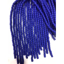 Livza Bijuteri  lino Boncuk, Lacivert Renk Polimer Kil Lino Hamur Boncuk Dizisi,6mm Silindir 40CM