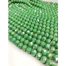 Livza Bijuteri  kristal Boncuk , Yeşil Renk Kristal Boncuk Dizisi, mm Yuvarlak 40CM Dizi