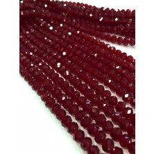 Livza Bijuteri  kristal Boncuk , Bordo  Renk Kristal Boncuk Dizisi, mm Yuvarlak 40CM Dizi