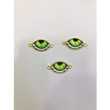 Livza Bijuteri Sedef Göz Boncuk Model , Yeşil Renk , Sarı Gold Kaplama Takı Malzemesi 1 Adet